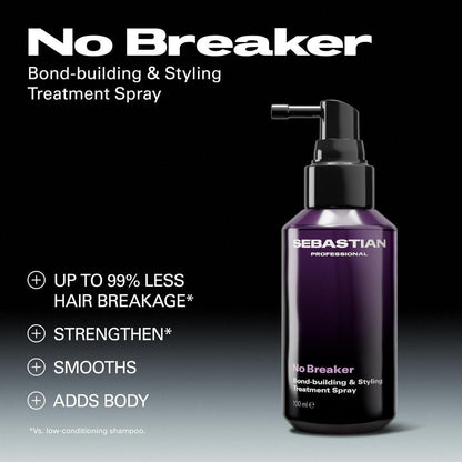 Sebastian Professional No Breaker Styling Treatment Spray | Leave-In Pflege | Repariert Schäden & Haarbruch für stärkeres Haar | 100 ml | Verpackung kann variieren