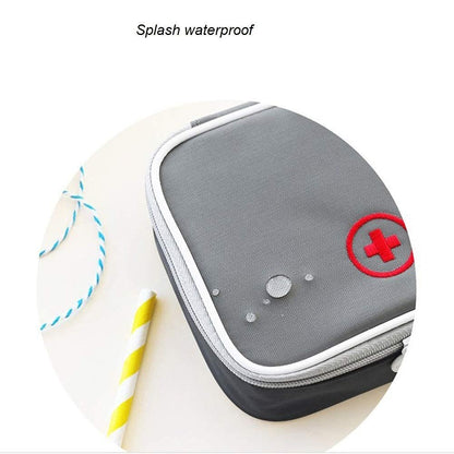 Linsiter Tragbare Mini Erste-Hilfe-Tasche, Leere Reise-Medizin-Tasche mit Doppelreißverschluss, Handliche Pillentasche für Zuhause und unterwegs (Grau)