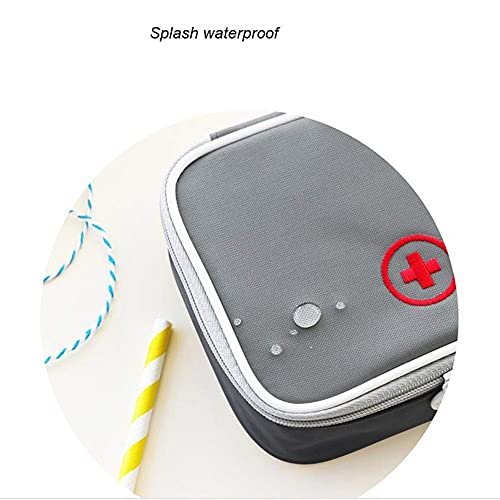Linsiter Tragbare Mini Erste-Hilfe-Tasche, Leere Reise-Medizin-Tasche mit Doppelreißverschluss, Handliche Pillentasche für Zuhause und unterwegs (Grau)