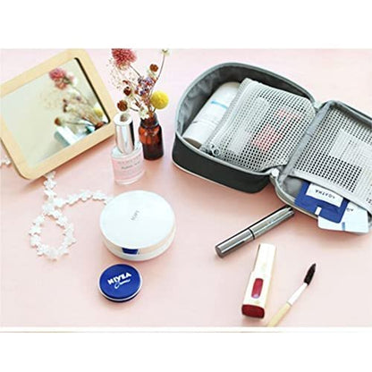 Linsiter Tragbare Mini Erste-Hilfe-Tasche, Leere Reise-Medizin-Tasche mit Doppelreißverschluss, Handliche Pillentasche für Zuhause und unterwegs (Grau)