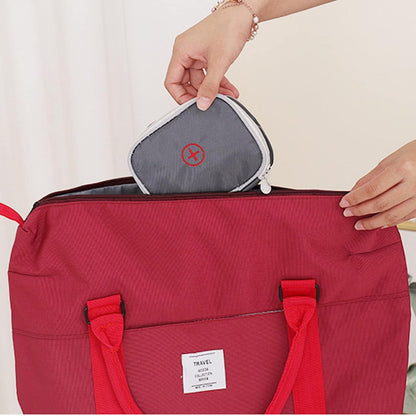 Linsiter Tragbare Mini Erste-Hilfe-Tasche, Leere Reise-Medizin-Tasche mit Doppelreißverschluss, Handliche Pillentasche für Zuhause und unterwegs (Grau)