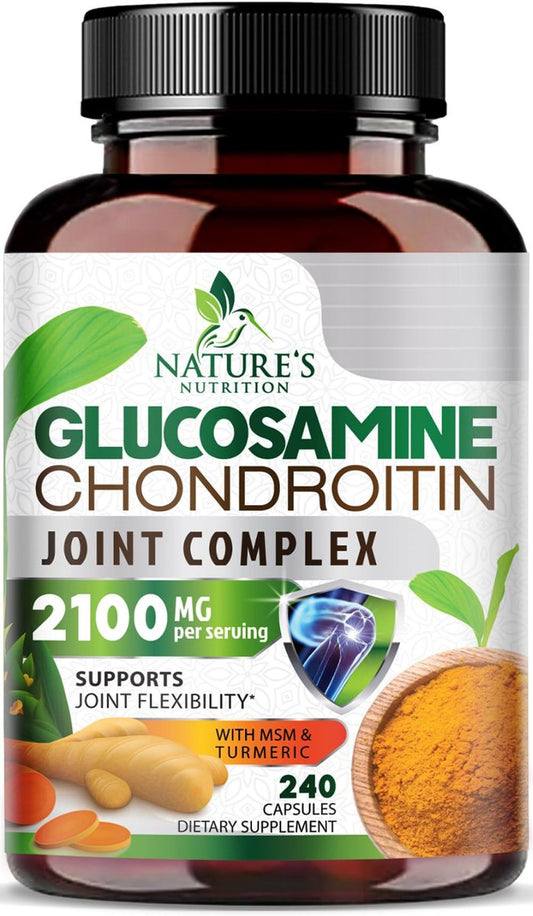 Glucosamin Chondroitin MSM Gelenkunterstützung - Dreifach-Stärke mit Kurkuma & Boswellia für Gelenkmobilität und Knorpelschutz - 240 Kapseln