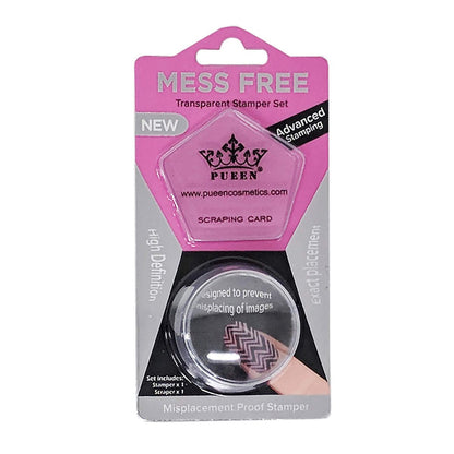 PUEEN 35 mm HD Transparenter Weicher Stempel und Schaber Set – Nagelkunst-Stempelwerkzeuge – CLEAR – BH000706