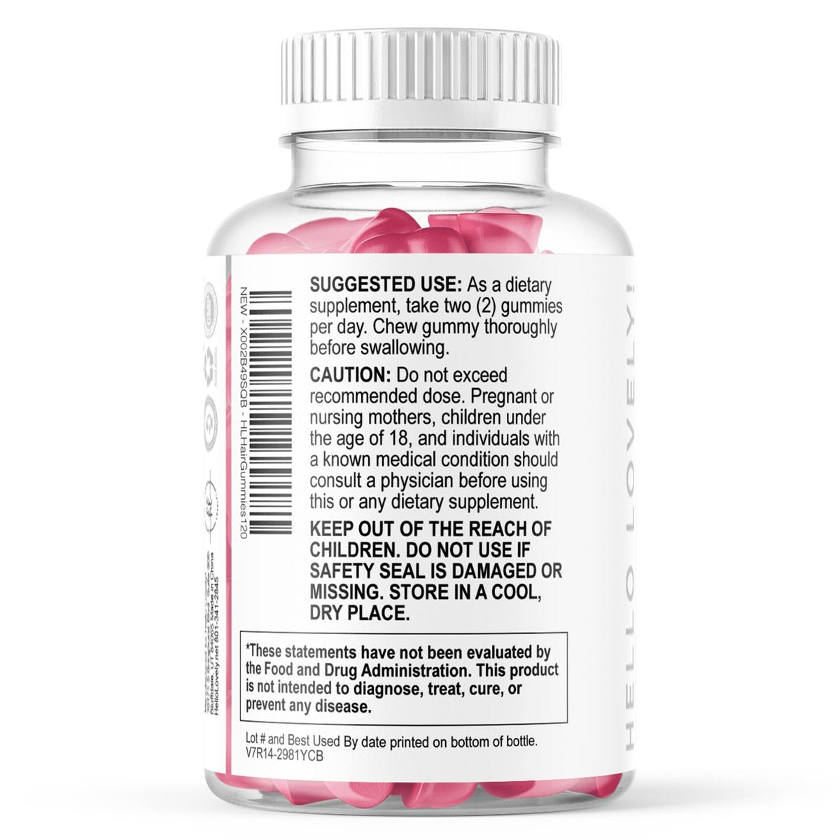 Hello Lovely! Haar Vitamine Gummibärchen für Haarwachstum - Beauty-Komplex für Haare, Haut & Nägel mit 5000mcg Biotin pro Portion - Unterstützt dichteres, stärkeres, strahlendes Haar für Frauen & Männer, Beerengeschmack - 120 Gummibärchen