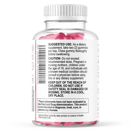 Hello Lovely! Haar Vitamine Gummibärchen für Haarwachstum - Beauty-Komplex für Haare, Haut & Nägel mit 5000mcg Biotin pro Portion - Unterstützt dichteres, stärkeres, strahlendes Haar für Frauen & Männer, Beerengeschmack - 120 Gummibärchen