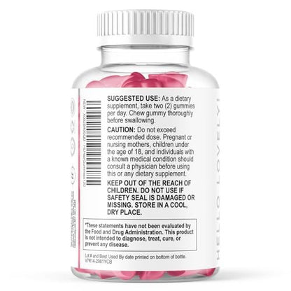 Hello Lovely! Haar Vitamine Gummibärchen für Haarwachstum - Beauty-Komplex für Haare, Haut & Nägel mit 5000mcg Biotin pro Portion - Unterstützt dichteres, stärkeres, strahlendes Haar für Frauen & Männer, Beerengeschmack - 120 Gummibärchen