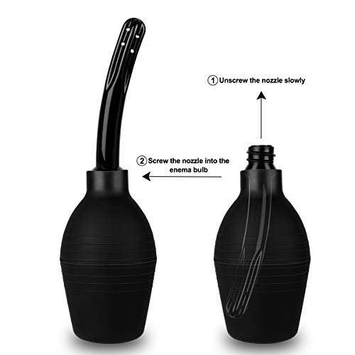 RANEU Einlaufset mit Gleitmittel – Analdusche für Männer und Frauen aus hochwertigem Material (Schwarz)