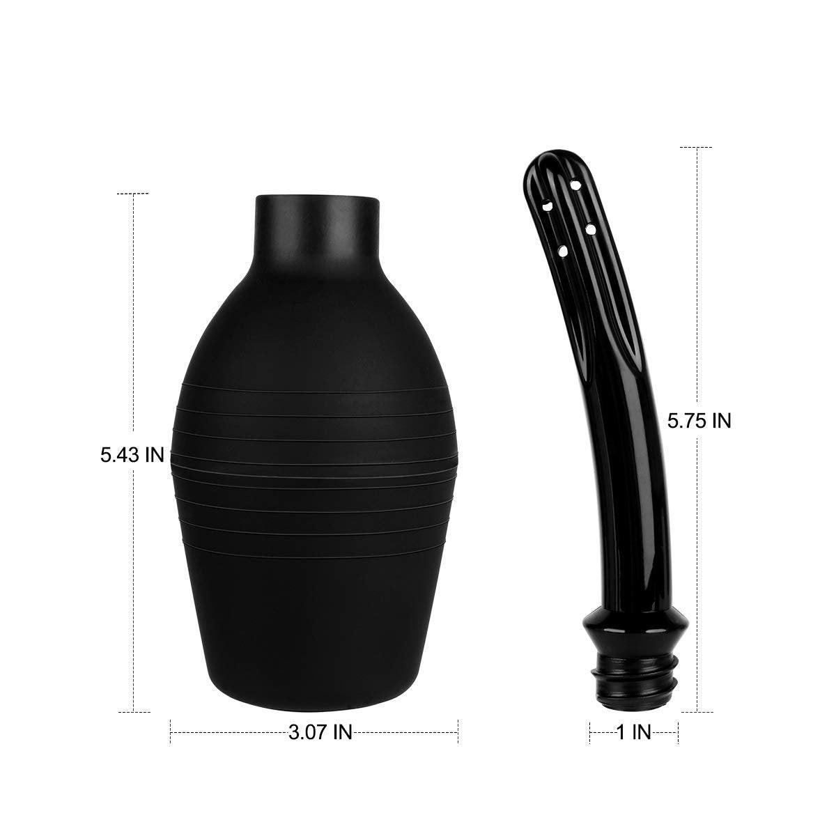 RANEU Einlaufset mit Gleitmittel – Analdusche für Männer und Frauen aus hochwertigem Material (Schwarz)