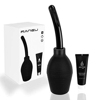 RANEU Einlaufset mit Gleitmittel – Analdusche für Männer und Frauen aus hochwertigem Material (Schwarz)