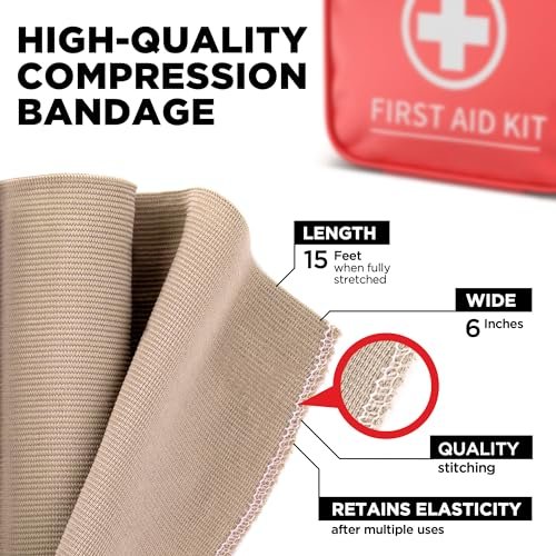 Premium Elastische Bandage Wickel – 2er-Pack + 18 Extra Clips – 15 cm x 4,5 m – Breite Kompressionsbandage – Für Taille, Oberschenkel, Knie, Lymphödem, Körperwickel