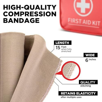 Premium Elastische Bandage Wickel – 2er-Pack + 18 Extra Clips – 15 cm x 4,5 m – Breite Kompressionsbandage – Für Taille, Oberschenkel, Knie, Lymphödem, Körperwickel