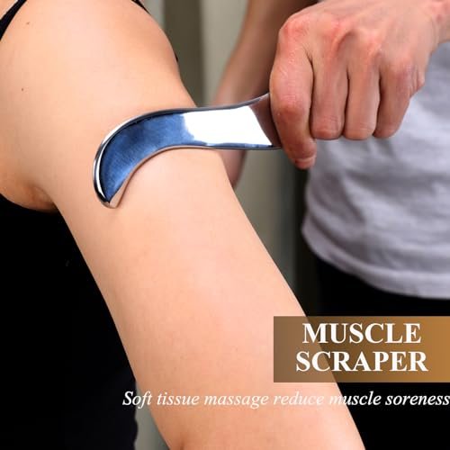 FeelFree Sport Edelstahl Guasha-Massagewerkzeug – Muskel-Schaber für Weichteile, physikalische Therapie für Rücken, Beine, Arme, Nacken, Schultern (Silber)