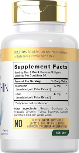 Carlyle Zeaxanthin 10 mg – 120 Softgels – Unterstützung für die Augengesundheit mit Lutein – Nicht-GVO, glutenfrei