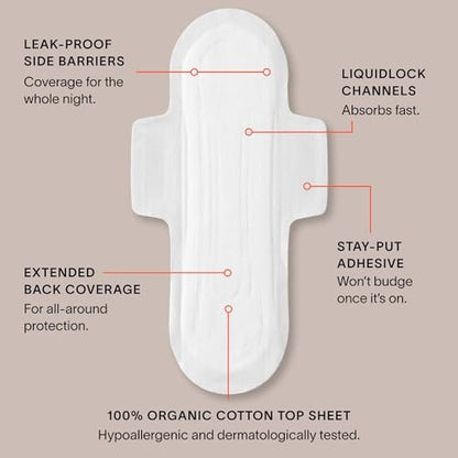 Cora 100% Bio-Baumwoll-Topsheet-Pads (36 Nachtbinden)