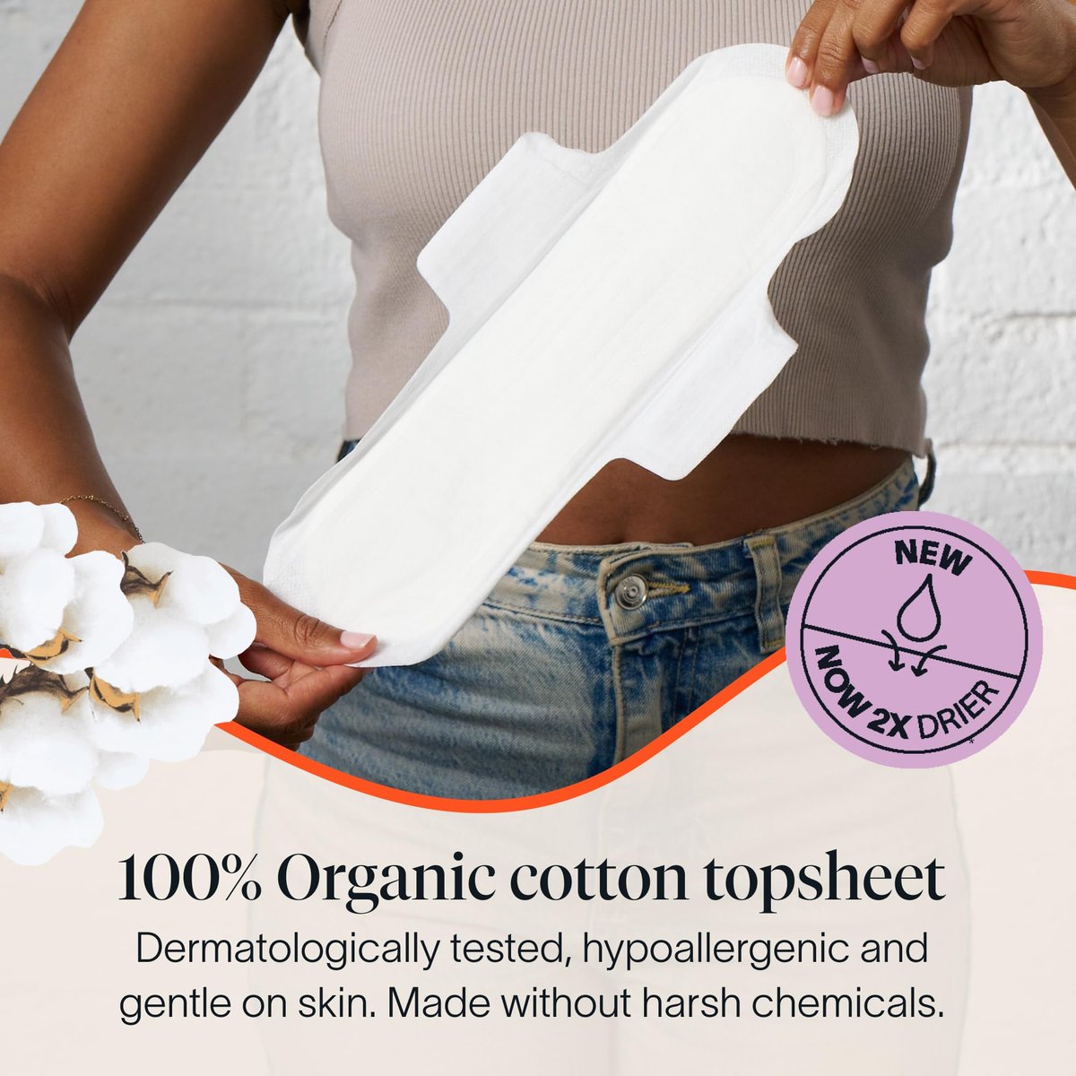 Cora 100% Bio-Baumwoll-Topsheet-Pads (36 Nachtbinden)