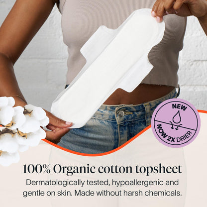 Cora 100% Bio-Baumwoll-Topsheet-Pads (36 Nachtbinden)