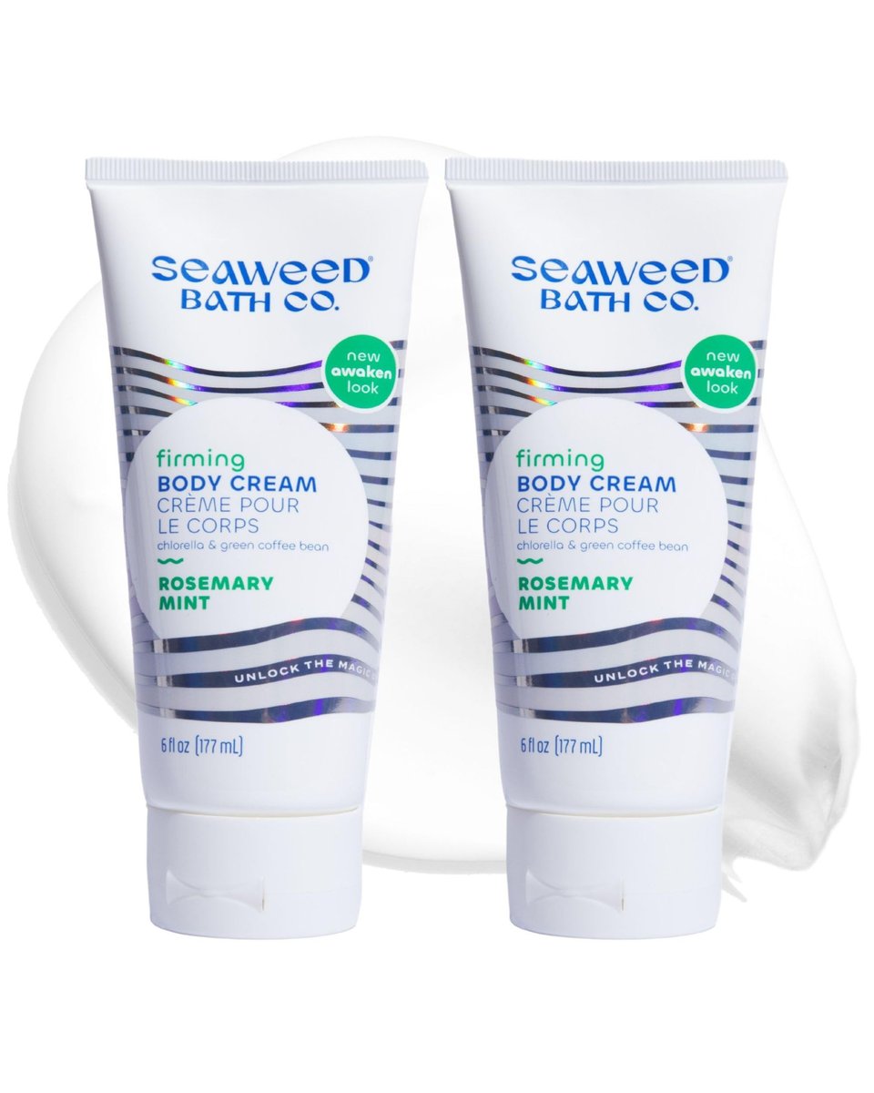 Seaweed Bath Co. Festigende Körpercreme - Rosmarin Minze - Feuchtigkeitsspendende Hand- und Körperlotion mit Hyaluronsäure - Straffende Hautfeuchtigkeitscreme für trockene Haut - 6 oz (2er-Pack)
