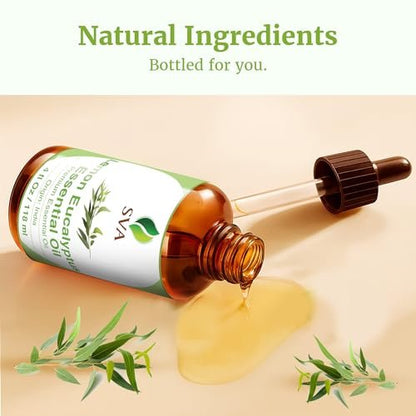 SVA Lemongras-Eukalyptus ätherisches Öl – 118 ml – 100 % natürliches Citriodora-Öl – für Diffuser, Haarpflege, Gesicht, Hautpflege, Aromatherapie, Kopfhaut- und Körpermassage, Seifen- und Kerzenherstellung – mit Pipette