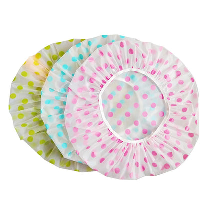 TCOTBE 6-teilige wasserdichte EVA-Duschhauben, wiederverwendbare Badehaube mit elastischem Band und floralem Design