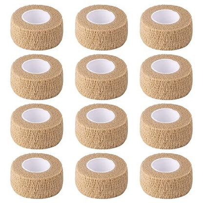 1 Zoll breites hautfarbenes elastisches selbstklebendes Fingerbandage, Wickelbandagen für Handgelenk und Knöchel, für Stuhl- und Tischbeine zur Reduzierung von Reibung und Geräuschen – 12 Stück