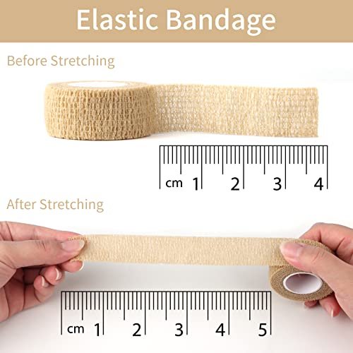 1 Zoll breites hautfarbenes elastisches selbstklebendes Fingerbandage, Wickelbandagen für Handgelenk und Knöchel, für Stuhl- und Tischbeine zur Reduzierung von Reibung und Geräuschen – 12 Stück