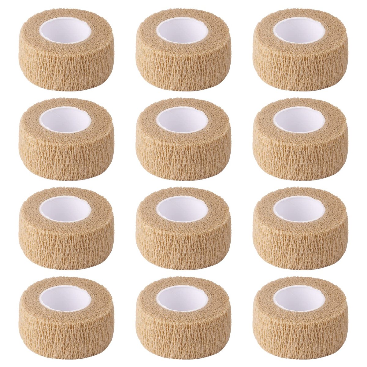 1 Zoll breites hautfarbenes elastisches selbstklebendes Fingerbandage, Wickelbandagen für Handgelenk und Knöchel, für Stuhl- und Tischbeine zur Reduzierung von Reibung und Geräuschen – 12 Stück