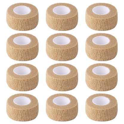 1 Zoll breites hautfarbenes elastisches selbstklebendes Fingerbandage, Wickelbandagen für Handgelenk und Knöchel, für Stuhl- und Tischbeine zur Reduzierung von Reibung und Geräuschen – 12 Stück