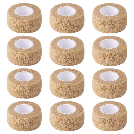 1 Zoll breites hautfarbenes elastisches selbstklebendes Fingerbandage, Wickelbandagen für Handgelenk und Knöchel, für Stuhl- und Tischbeine zur Reduzierung von Reibung und Geräuschen – 12 Stück