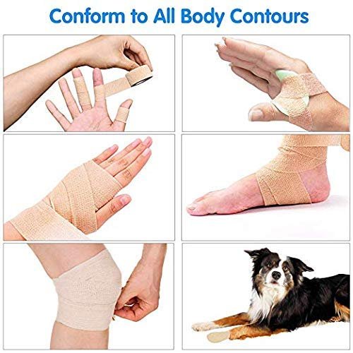 1 Zoll breites hautfarbenes elastisches selbstklebendes Fingerbandage, Wickelbandagen für Handgelenk und Knöchel, für Stuhl- und Tischbeine zur Reduzierung von Reibung und Geräuschen – 12 Stück