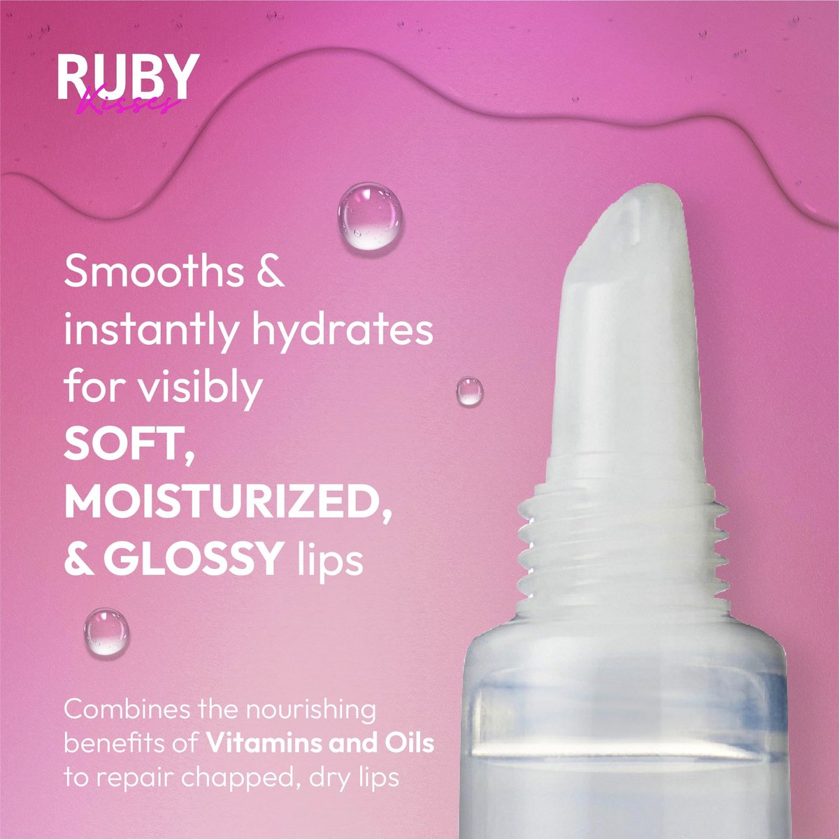 Ruby Kisses Hydrating Clear Lip Oil Treatment Gloss (6er Pack) – Pflegt & Heilt mit Vitamin E & Jojoba, Leichte Nicht-Fettende Formel mit Mandelöl, Repariert & Schützt Trockene Rissige Lippen