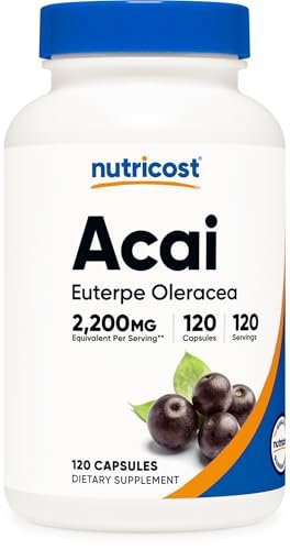 Nutricost Acai Extrakt 120 Kapseln für 120 Portionen - Euterpe Oleracea, GMO-frei, glutenfrei und vegetarisch