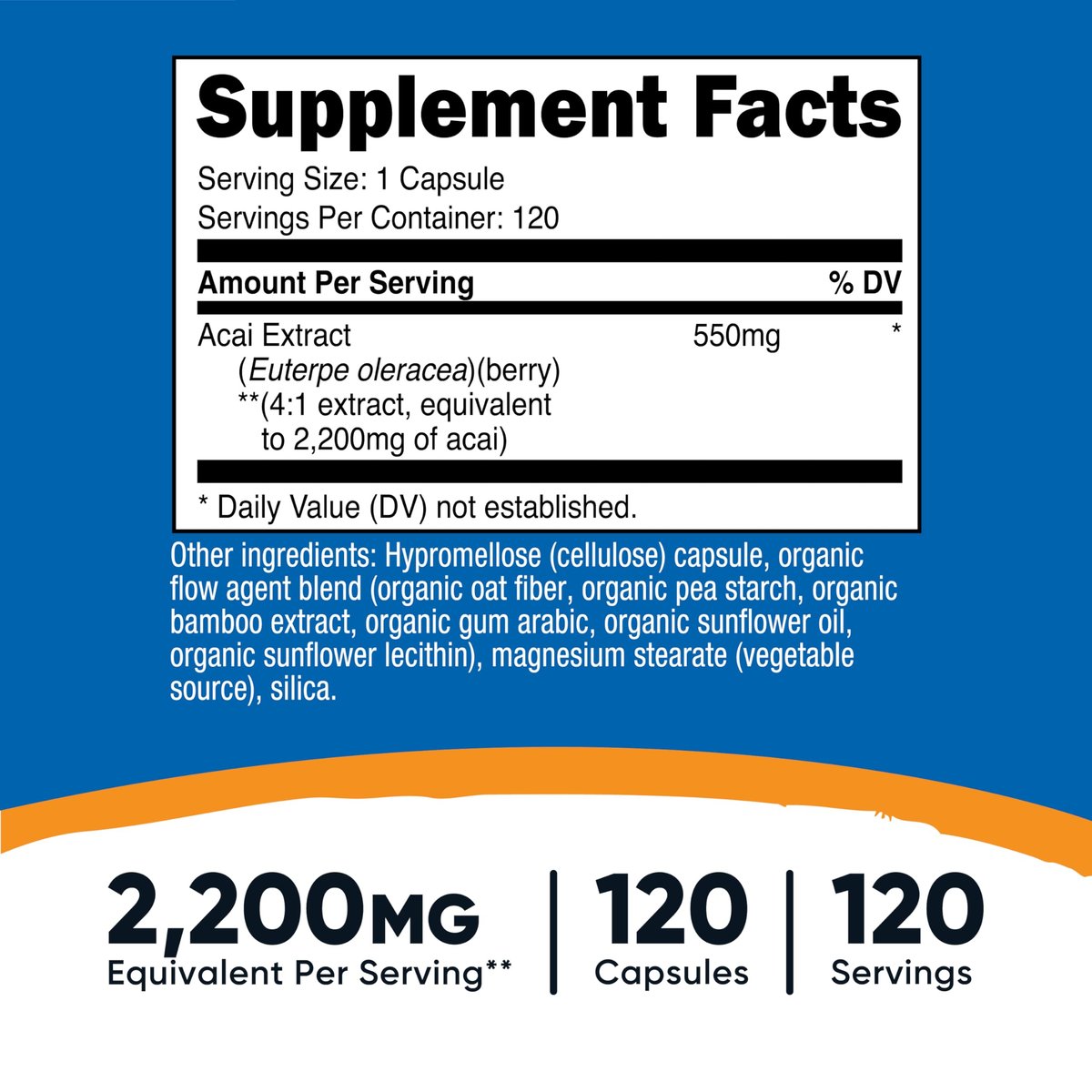Nutricost Acai Extrakt 120 Kapseln für 120 Portionen - Euterpe Oleracea, GMO-frei, glutenfrei und vegetarisch
