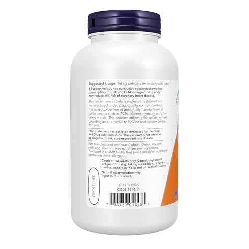 NOW Foods Omega-3 180 EPA / 120 DHA, 200 Weichkapseln – Hochdosiertes Fischöl für die Herz-Kreislauf-Gesundheit*
