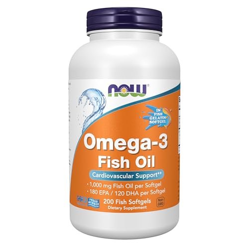 NOW Foods Omega-3 180 EPA / 120 DHA, 200 Weichkapseln – Hochdosiertes Fischöl für die Herz-Kreislauf-Gesundheit*