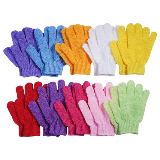 10 Paar Peeling-Handschuhe, aus 100 % Nylon, doppelseitig, für Beauty-Spa-Massage, Hautpeeling, Duschbad, Badezubehör (10 Farben)