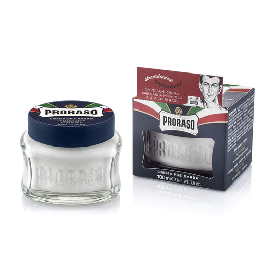 Proraso Pre-Shave Conditioning Cream mit Aloe Vera & Vitamin E – Schützende Formel für trockene, raue Haut und Bart – Italienische Premium Pre-Shave Creme – 100 ml