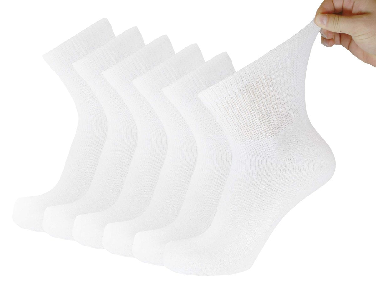Große und Übergröße Diabetische Neuropathie Knöchelsocken, King Size Herren Athletik Quarter Socken (13-16, Weiß) - 6 Paar