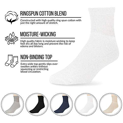 Big and Tall Diabetische Neuropathie Knöchelsocken, Herren King Size Athletic Quarter Socken (Größe: 13-16) (Schwarz, 6 Paar)