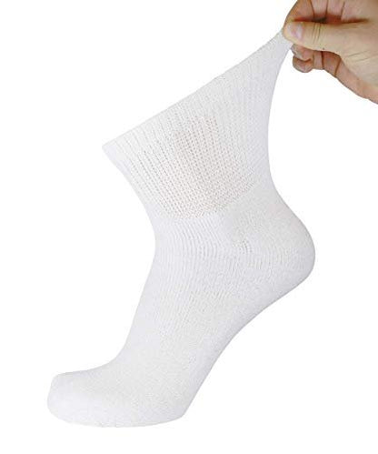 Große und Übergröße Diabetische Neuropathie Knöchelsocken, King Size Herren Athletik Quarter Socken (13-16, Weiß) - 6 Paar