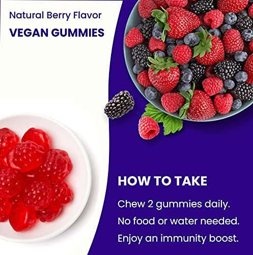 NutraChamps Holunderbeeren Gummibärchen mit Vitamin C, Propolis & Echinacea – Immunsystem Unterstützung für Erwachsene & Kinder – Max Stärke 200mg Sambucus Antioxidans, 60 Stück