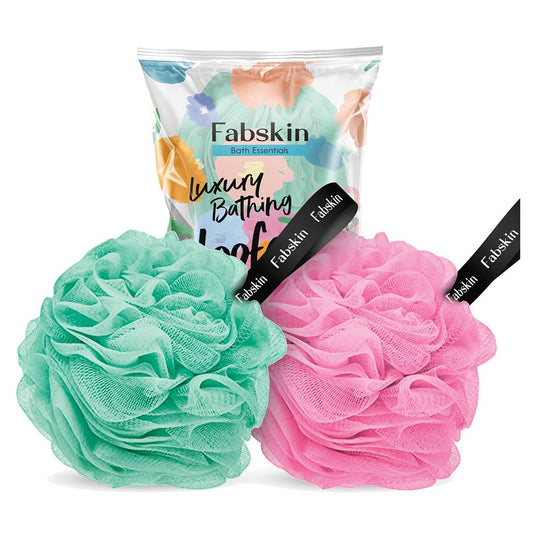 FABSKIN Luxuriöser runder Badeschwamm für Männer und Frauen (Aqua und Pink)