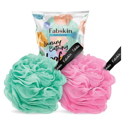 FABSKIN Luxuriöser runder Badeschwamm für Männer und Frauen (Aqua und Pink)