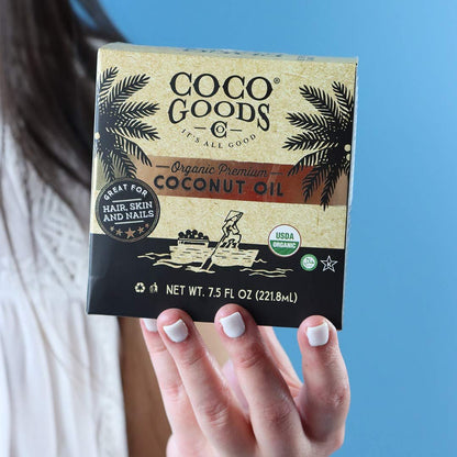 Coco Goods Co. Bio Premium Kokosöl, kaltgepresst aus kontrolliert biologischem Anbau – Ideal für Haar- und Nagelpflege, Hautfeuchtigkeitspflege 7,5 fl. oz (Reise-/Praktische Packung, 0,5 fl. oz x 15 Stück)