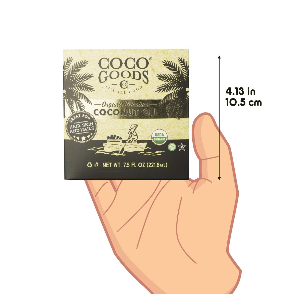 Coco Goods Co. Bio Premium Kokosöl, kaltgepresst aus kontrolliert biologischem Anbau – Ideal für Haar- und Nagelpflege, Hautfeuchtigkeitspflege 7,5 fl. oz (Reise-/Praktische Packung, 0,5 fl. oz x 15 Stück)