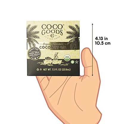 Coco Goods Co. Bio Premium Kokosöl, kaltgepresst aus kontrolliert biologischem Anbau – Ideal für Haar- und Nagelpflege, Hautfeuchtigkeitspflege 7,5 fl. oz (Reise-/Praktische Packung, 0,5 fl. oz x 15 Stück)