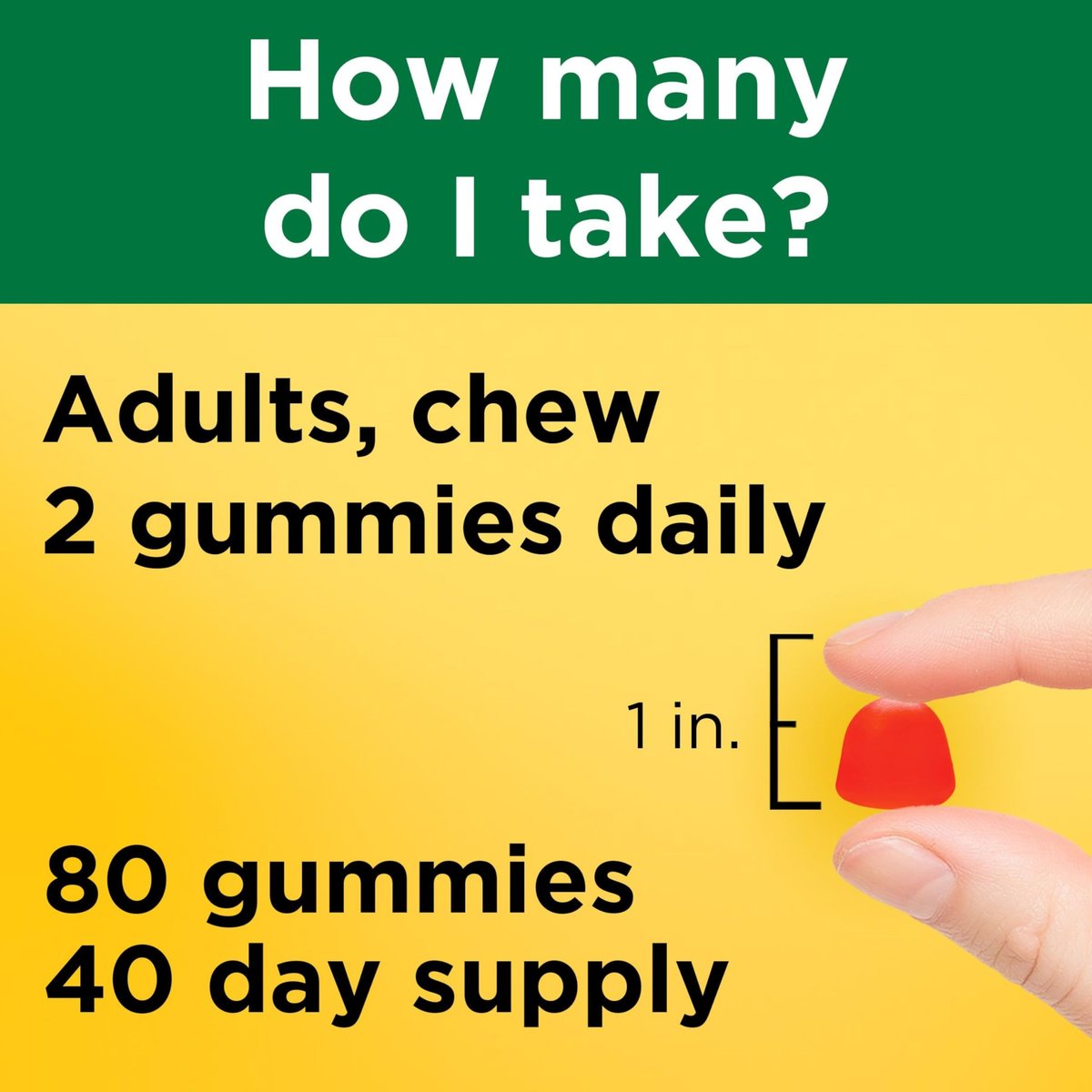 Nature Made Vitamin D3 5000 IE Extra Stärke Gummibärchen für Erwachsene – Knochen- und Immununterstützung, 80 Stück, 40 Tage Vorrat