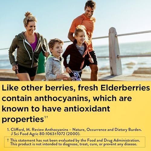 Nature Made Holunderbeeren Gummibärchen mit Vitamin C und Zink – Nahrungsergänzungsmittel für Immununterstützung, 60 Gummibärchen, 30-Tage-Versorgung