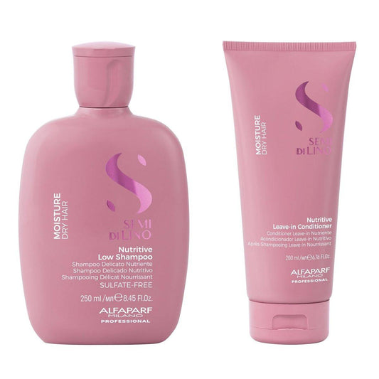 ALFAPARF MILANO Semi di Lino Feuchtigkeitsspendendes Shampoo & Conditioner Set für trockenes Haar – Sulfatfreie Pflege für coloriertes Haar – Glanz & Geschmeidigkeit