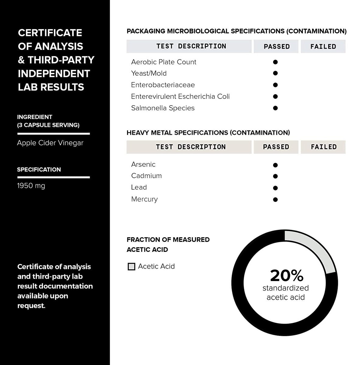 Toniiq Apfelessig Kapseln – Ultrahohe Potenz 2.010 mg mit 20% Essigsäure & Cayennepfeffer – Mit der Mutter – Laborgeprüft – 120 Kapseln