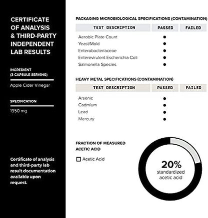 Toniiq Apfelessig Kapseln – Ultrahohe Potenz 2.010 mg mit 20% Essigsäure & Cayennepfeffer – Mit der Mutter – Laborgeprüft – 120 Kapseln